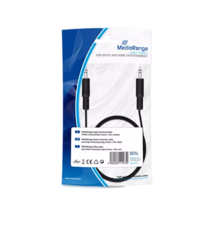 MediaRange 1.0 m, 3.5mm - 3.5mm audio kabel Zwart