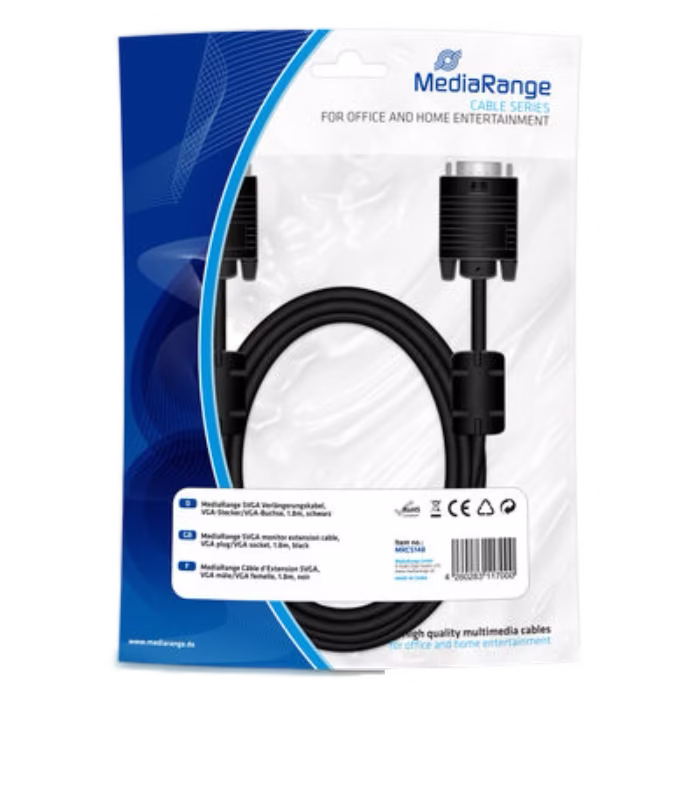 MediaRange MRCS148 VGA kabel 1,8 m VGA (D-Sub) Zwart